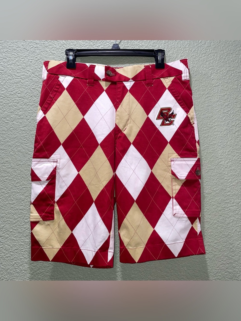 Boston College Eagles Loudmouth Golf Men's Cargo Shorts 34 Merlot & Chardonnay